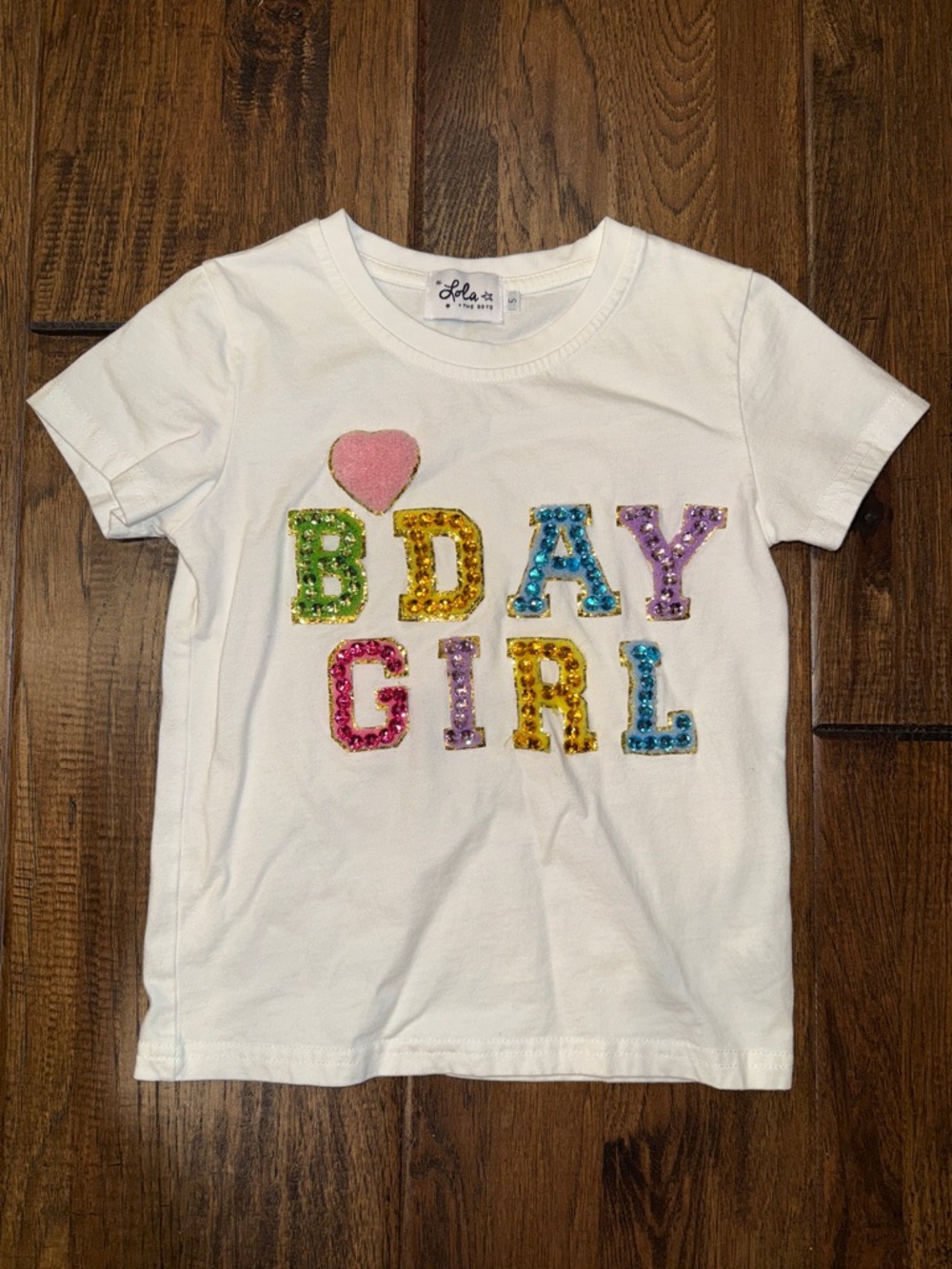 Lola + The Boys. BIRTHDAY GIRL GEM T-SHIRT. Size 5.